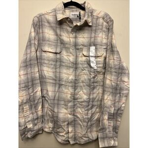Goodfellow men's casual button-down Flannel shirt, medium,‎ gray plaid NWT